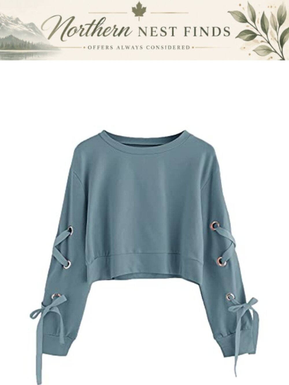 Polyester Lace Up Long Sleeve Crop Top Sweatshirt Pullover